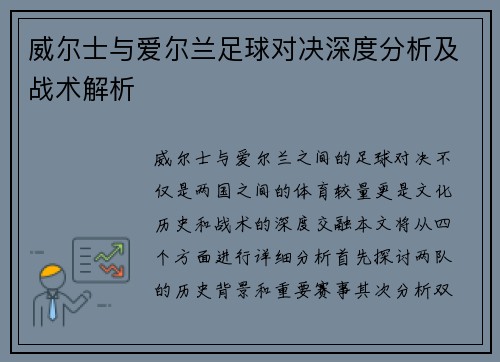 威尔士与爱尔兰足球对决深度分析及战术解析